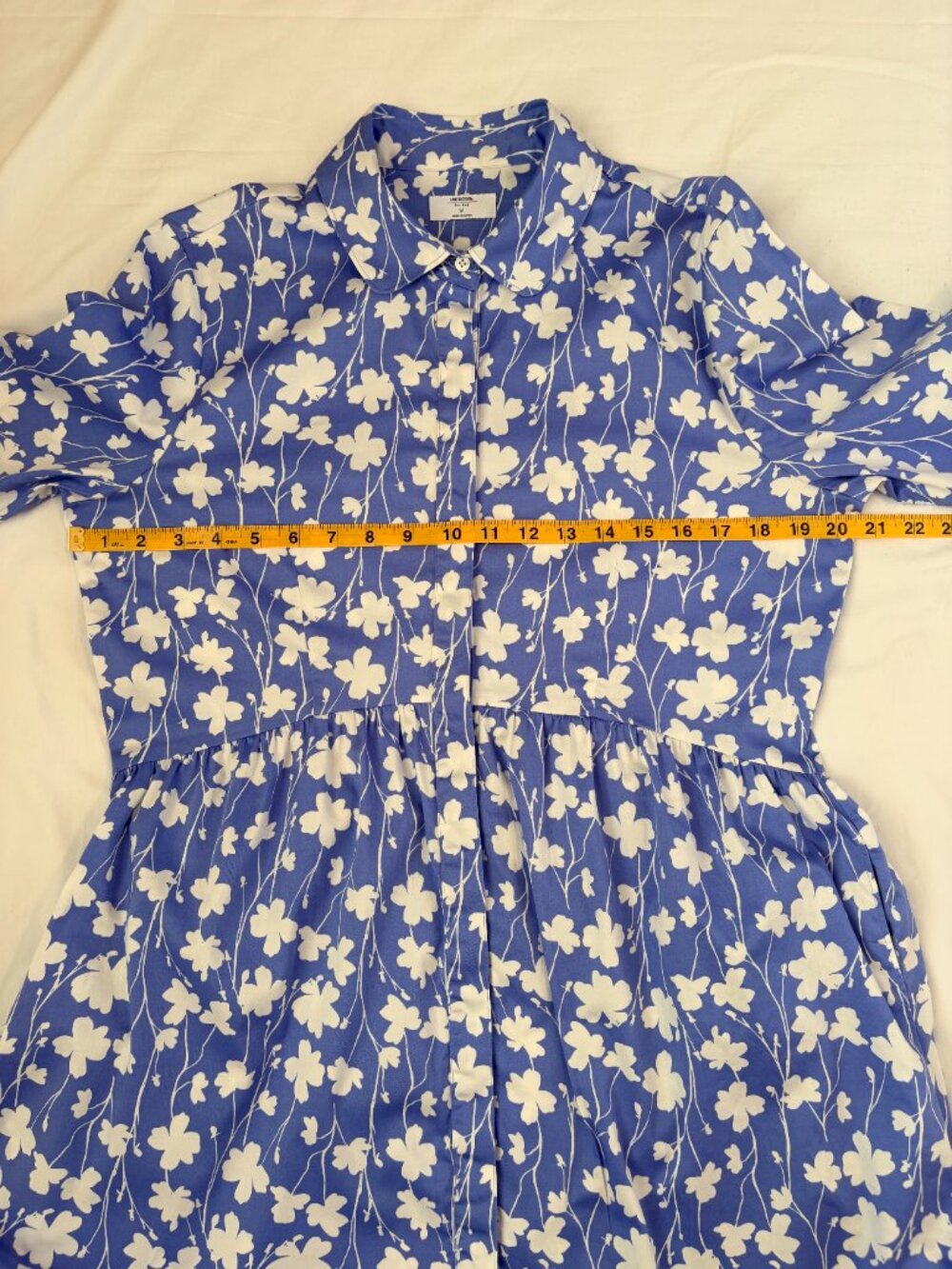 UNTUCKit Demi Blue Floral Button Down Shirt Dress M - Picture 11 of 11